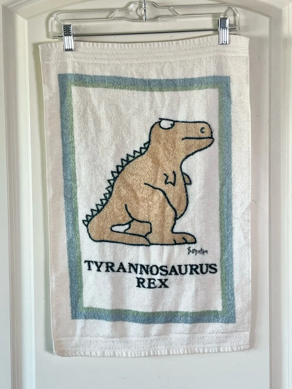 VTG Sandra Boynton Martex Dinosaur Hand Towel 80s Tyrannosaurus Rex USA